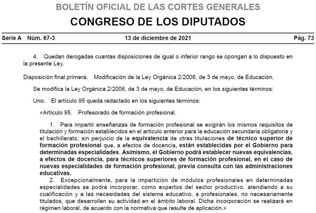 NUEVA LEY DE FP – La lucha de UGT consigue avances en la solución de ...