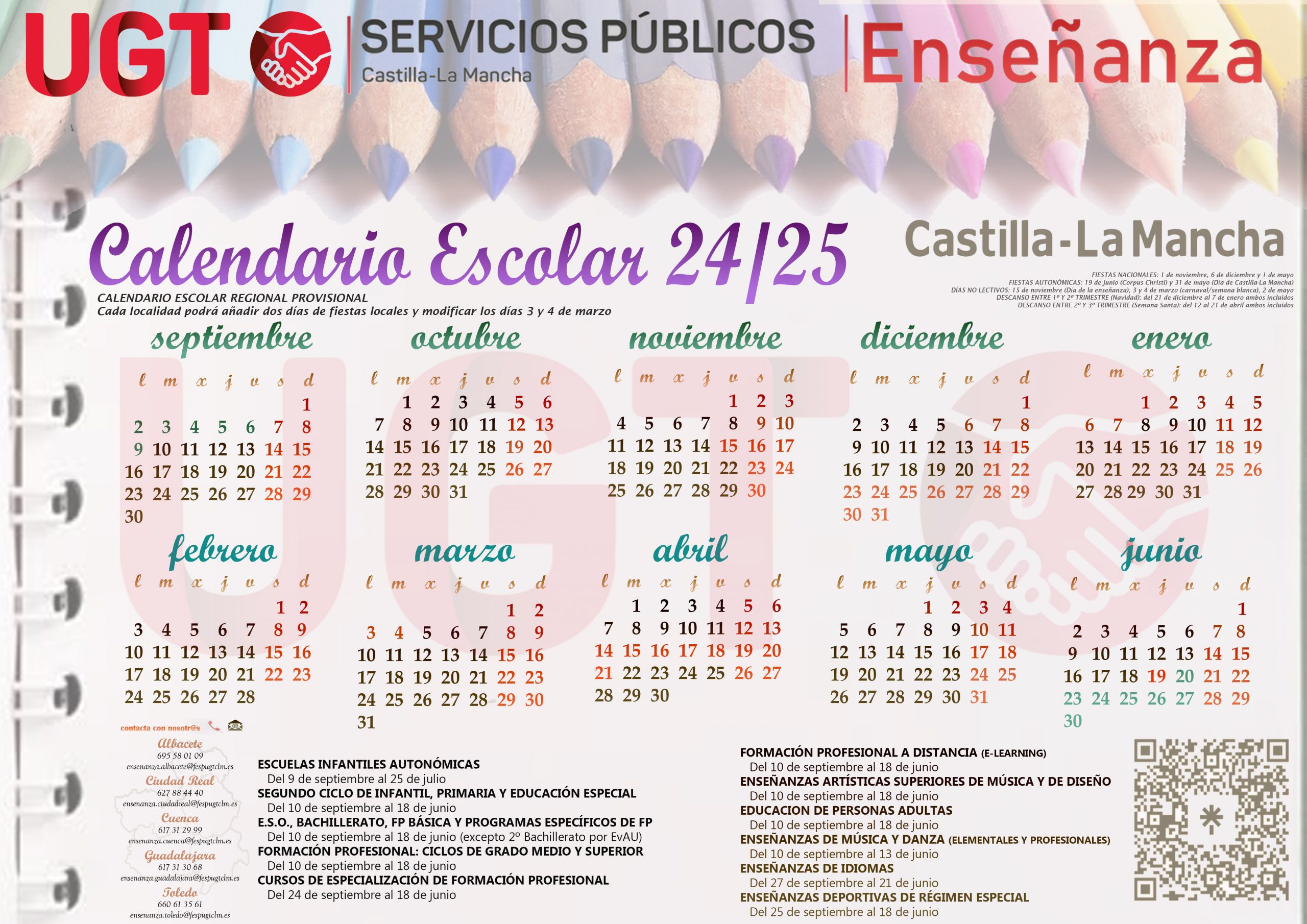 Calendario escolar 24/25 provisional (a la espera de publicación en el DOCM)