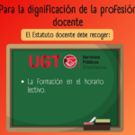 UGT reclama un Estatuto Docente que recoja la formación dentro del horario lectivo