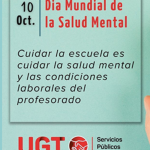 UGT reclama una apuesta real por la salud mental, con más recursos para la comunidad educativa y la mejora de las condiciones laborales del profesorado