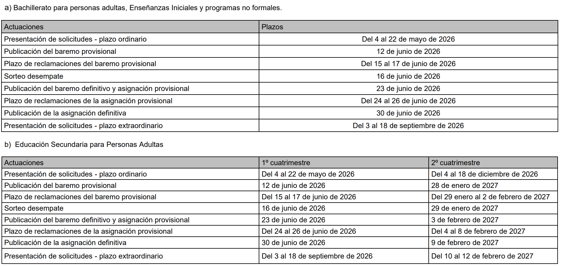 Educación de Personas Adultas: Publicada la resolución de admisión para el curso 26/27