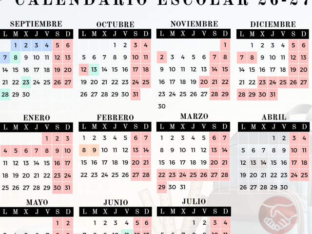 Calendario escolar del curso 26/27