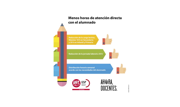 UGT reivindica la reducción de horas de enseñanza directa del profesorado como exigencia para mejorar la calidad educativa UGT reivindica la reducción de horas de enseñanza directa del profesorado como exigencia para mejorar la calidad educativa