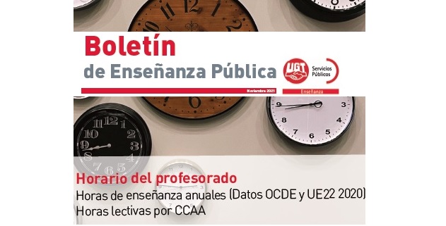 Bolentín UGT – Horario del profesorado Horas de enseñanza anuales (Datos OCDE y UE22 2020) Horas lectivas por CCAA