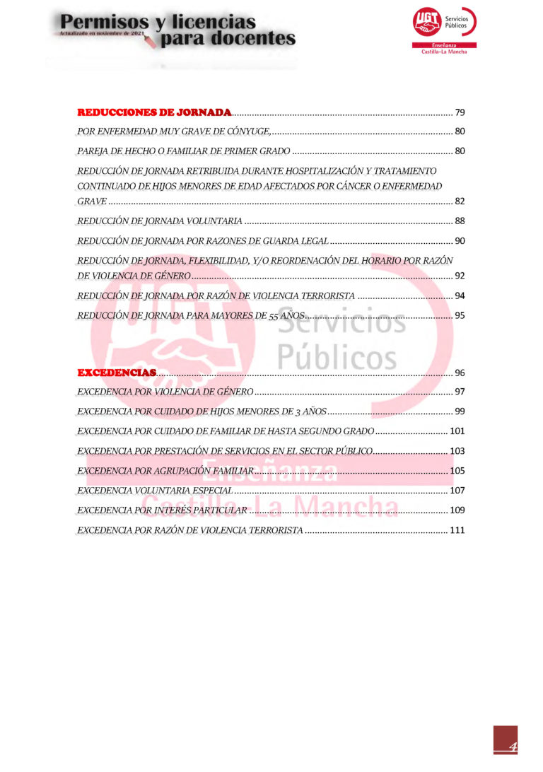 Permisos, Licencias Y Excedencias – Enseñanza UGT Servicios Públicos CLM