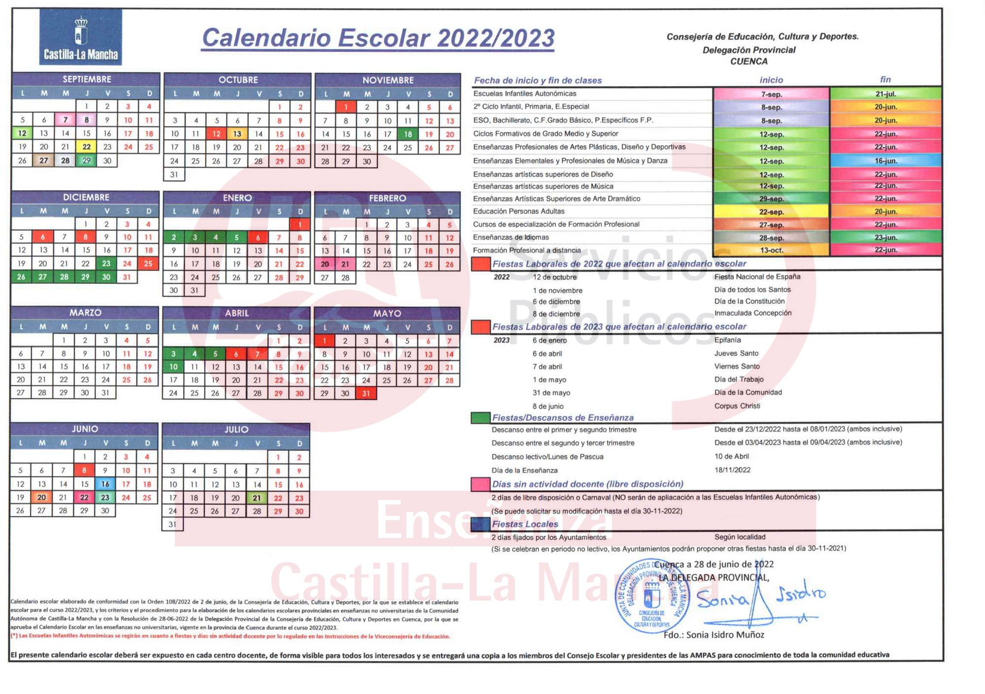 Calendario Escolar 2023 Clm Nav Value IMAGESEE