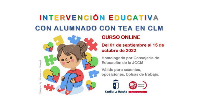 CURSO ONLINE para docentes – Intervención educativa con alumnado con TEA en CLM – 105 horas [septiembre-octubre 2022]