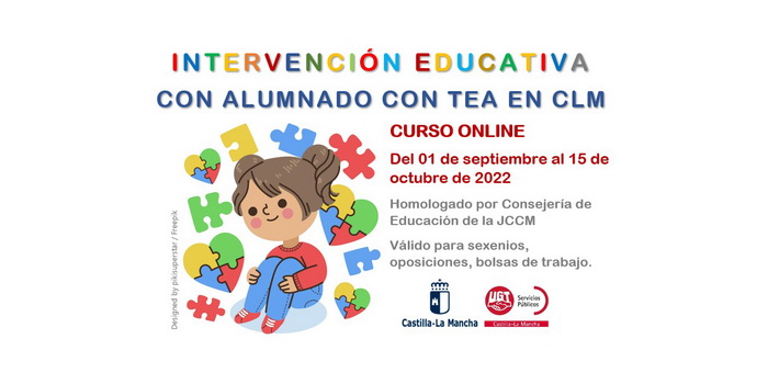 CURSO ONLINE para docentes – Intervención educativa con alumnado con TEA en CLM – 105 horas [septiembre-octubre 2022]